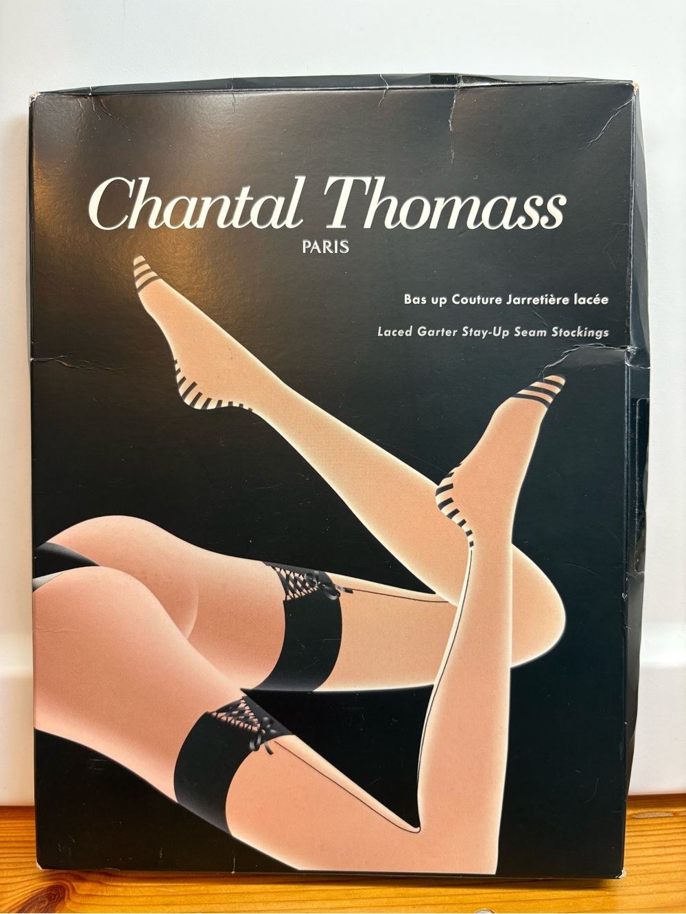 Chantal Thomass Women's Black Laced Garter Stay-Up Stockings Sz 4